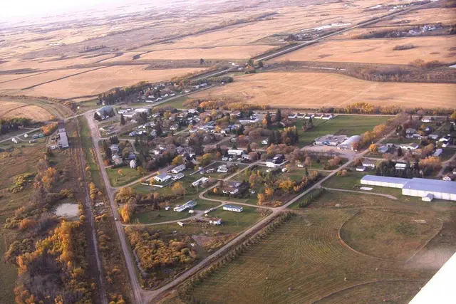 Aerial view of Weldon looking northwest